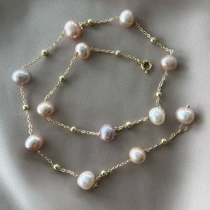 Mixed-color freshwater pearl necklace